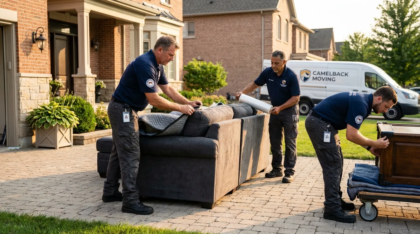 Large estate moving crew wrapping furniture in Semmes, AL
