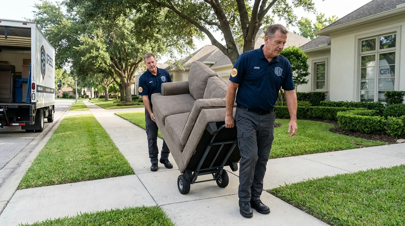 Local residential moving crew loading furniture in Semmes, AL