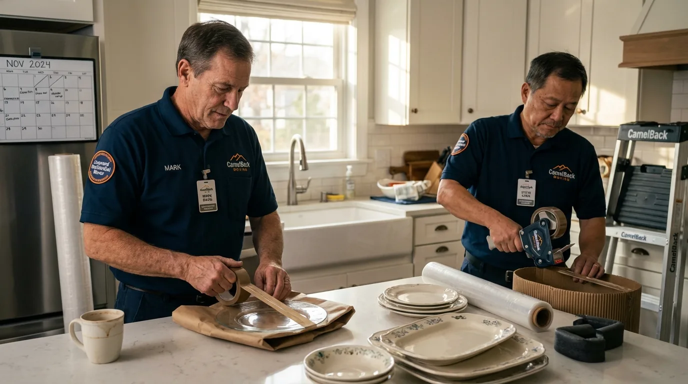Professional crew packing kitchen dishware in Semmes, AL